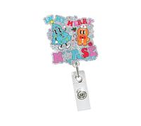 Christmas Badge Holder Sequin ABS Retractable Badge Holder with Metal Pocket Clip Keychain Accessories for Nurse Doctor Holiday Accessories