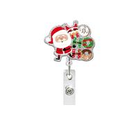 Christmas Badge Holder Sequin ABS Retractable Badge Holder with Metal Pocket Clip Keychain Accessories for Nurse Doctor Holiday Accessories