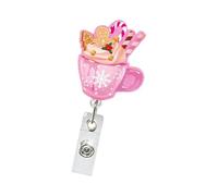 Christmas Badge Holder Sequin ABS Retractable Badge Holder with Metal Pocket Clip Keychain Accessories for Nurse Doctor Holiday Accessories