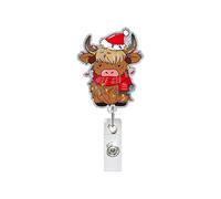 Christmas Badge Holder Sequin ABS Retractable Badge Holder with Metal Pocket Clip Keychain Accessories for Nurse Doctor Holiday Accessories