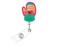 Christmas Badge Reel,Cute Gloves Acrylic Badge for ID Card Badge,Fun Telescoping Retractable Badge Holder Alligator Clip Accessories for Nurse,Medical Worker,Nursing Student,Teacher