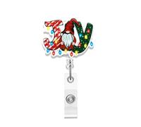 Christmas Badge Reel,Cute Gnome Badge for ID Card Badge,Fun Telescoping Retractable Badge Holder Alligator Clip Accessories for Nurse,Medical Worker,Nursing Student,Teacher