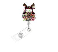 Christmas Badge Reel,Cute Hat Acrylic Badge for ID Card Badge,Fun Telescoping Retractable Badge Holder Alligator Clip Accessories for Nurse,Medical Worker,Nursing Student,Teacher