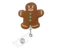 Christmas Badge Reel,Fun Gingerbread Man Acrylic Badge for ID Card Badge, Cute Telescoping Retractable Badge Holder Alligator Clip Accessories for Nurse,Medical Worker,Nursing Student,Teacher