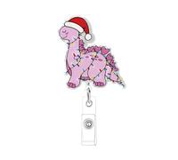 Christmas Badge Reel Funny Holiday Nurse Badge Reel with Alligator Clip Cute Pink Badge Holder Retractable Clip Christmas Hat Retractable Badge Holders for Nurse Office Worker Medical Assistant