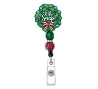 Christmas Badge Reel Oh Snap Wreath Nurse ID Holder Retractable Clip