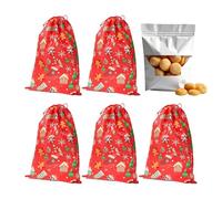 Christmas Bag with Drawstring Reusable Treat Bag Festive Snack Storage Bag for Christmas Stocking Fillings Family Celebrations Toys Books Teachers Students Chocolate