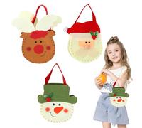 Christmas Bags | 3 Piece Reusable Wrap with Handle - Christmas Felt Candy Bags - for Children Teachers Holiday Winter Decoration Shopping Cookie Small Toys