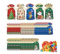 Christmas Bags 50 Pieces Reusable Drawstring Closure