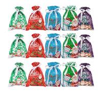 Christmas Bags - ABS 32 x 24 cm Pack of 15 | Gift Bags with Drawstring | Reusable Wrapping | for Sweets, , Parties and Christmas