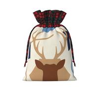 Christmas Bags Drawstring Candy Snack Bag Presents Wrap, Abstract Colorful deer Print Holiday Sacks Treat Pouches