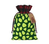 Christmas Bags Drawstring Candy Snack Bag Presents Wrap, Abstract Green Leaf Print Holiday Sacks Treat Pouches