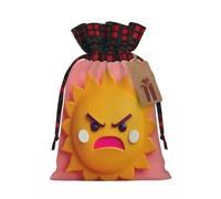 Christmas Bags Drawstring Candy Snack Bag Presents Wrap, cartoon anger sun Print Holiday Sacks Treat Pouches