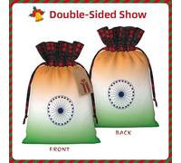 Christmas Bags Drawstring Candy Snack Bag Presents Wrap, Colorful Indian Flag Print Holiday Sacks Treat Pouches