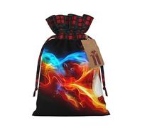 Christmas Bags Drawstring Candy Snack Bag Presents Wrap, Fire Dragon Roll soccer Print Holiday Sacks Treat Pouches
