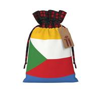 Christmas Bags Drawstring Candy Snack Bag Presents Wrap, Flag of the Comoros Print Holiday Sacks Treat Pouches