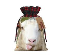 Christmas Bags Drawstring Candy Snack Bag Presents Wrap, Funny Naughty Sheep Tongue Cute Animal Print Holiday Sacks Treat Pouches