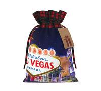 Christmas Bags Drawstring Candy Snack Bag Presents Wrap, Las Vegas Night City Print Holiday Sacks Treat Pouches