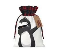 Christmas Bags Drawstring Candy Snack Bag Presents Wrap, penguin dabbing Print Holiday Sacks Treat Pouches