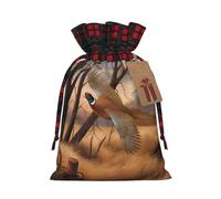 Christmas Bags Drawstring Candy Snack Bag Presents Wrap, pheasant hunting Print Holiday Sacks Treat Pouches