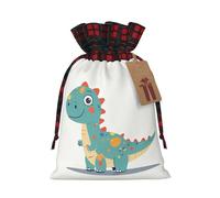 Christmas Bags Drawstring Candy Snack Bag Presents Wrap, Playful Baby Dinosaur Print Holiday Sacks Treat Pouches