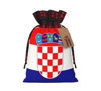 Christmas Bags Drawstring Candy Snack Bag Presents Wrap, Republic of Croatia flag Print Holiday Sacks Treat Pouches