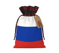 Christmas Bags Drawstring Candy Snack Bag Presents Wrap, Russian Flag Print Holiday Sacks Treat Pouches