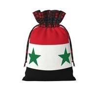Christmas Bags Drawstring Candy Snack Bag Presents Wrap, The flag of Syria Print Holiday Sacks Treat Pouches