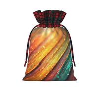 Christmas Bags Drawstring Candy Snack Bag Presents Wrap, Vibrant Rainbow Stripe Print Holiday Sacks Treat Pouches
