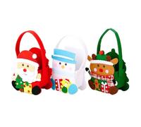 Christmas Bags, Pack of 3 Packaging Bags with Handle, Reusable Festive Fabric Bags for Sweets, Biscuits, Popcorn, for Christmas Party, Halloween, Birthday, Classroom