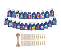 Christmas Bags - Reusable 24 Day Christmas Countdown Bag, Drawstring Holiday Craft Pouch with Ties - For Adults Family Friends Candy Chocolate Snacks Toys M