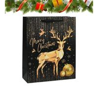 Christmas Bags - Reusable Foldable Tote, Candy Paper Bags with Handle, Portable Holiday Shopping Bag | Perfect for Candy, Goodies, Grocery, Pastries, Chocolate, Jewelry | Gift Bag for Kids, Teens, Adu