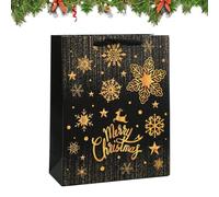 Christmas Bags ? Reusable Foldable Tote With Handles | Portable Candy And Goodie Paper Bags For, Groceries, Pastries, Chocolates, Ideal For Kids, Teens, And Adults