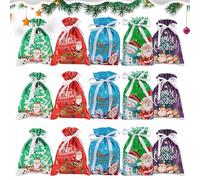 Christmas Bags, Reusable Sack of 15 Pieces - Drawstring Bag for Party Treats - for Birthday Festival Weddings Snacks Party Favourites Jewellery Children Adults