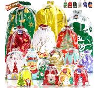 Christmas Bags Set 30 Pcs Plus 32 Tags Christmas Bags Set 30 | 30 pcs mixed sizes, red VMPET material, festive drawstring closure, includes 32 tags, holiday packaging