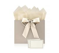 Christmas Bags with Tissue Paper, 2PCS Luxury Paper Gift Bags with Handles, Brown Silver Party Bags for Birthday Wedding Valentines Holiday Stocking Fillers, Xmas Eve Box Fillers, 28x20x2.2cm