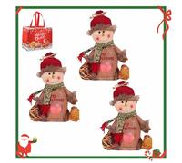 Christmas Bags Zipper Design for Gifts Apples Candy, Christmas Zipper Gift Bags, Reusable Fabric Storage Bags for Candy, For Candy, Apples (3PCS-C)