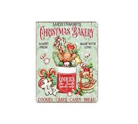 Christmas Bakery Gingerbread Sign Santa Cookies Candy Cakes Xmas Cafe bar Home Wall Art Decor Wreath Sign Red Christmas Metal Tin Sign Art Postr Easter 8x11.78 Inch