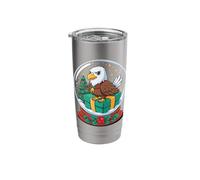 Christmas Bald Eagle Snow Globe X-Mas Eagles Stainless Steel Insulated Tumbler