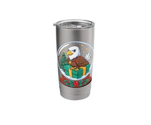 Christmas Bald Eagle Snow Globe X-Mas Eagles Stainless Steel Insulated Tumbler