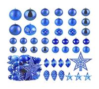 Christmas Ball Baubles Decoration Tree Ornaments including Balls Stars and a Tree topper Shatterproof Xmas Hanging 43 Pieces Set Home Office Outdoor indoor (Blue, 43pc)