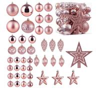 Christmas Ball Baubles Decoration Tree Ornaments including Balls Stars and a Tree topper Shatterproof Xmas Hanging 43 Pieces Set Home Office Outdoor indoor (Baby Pink)