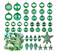 Christmas Ball Baubles Decoration Tree Ornaments including Balls Stars and a Tree topper Shatterproof Xmas Hanging 43 Pieces Set Home Office Outdoor indoor (Green)