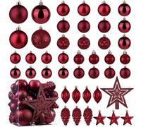 Christmas Ball Baubles Decoration Tree Ornaments including Balls Stars and a Tree topper Shatterproof Xmas Hanging 43 Pieces Set Home Office Outdoor indoor (Fuchsia Pink)