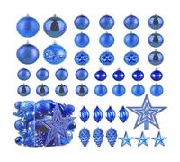 Christmas Ball Baubles Decoration Tree Ornaments including Balls Stars and a Tree topper Shatterproof Xmas Hanging 43 Pieces Set Home Office Outdoor indoor (Blue)