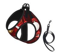 Christmas Ball Golden Bell Printing Dog Summer Harness With Leash Set,Adjustable And Reflective Step-In Puppy Pet Vest Harnesses