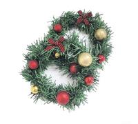 Christmas Ball Grid Bow Mini Wreath for Holiday Desktop Display, Crafted for Seasonal Home Decoration and Mantels to Create Festive Ambiance