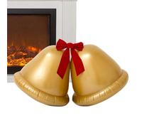 Christmas Ball Inflatable - 22inch Giant Jingle Bell Ball Ornaments with Bow,Centerpiece Balloon with Gold Design for Winter Holiday Porch Door Lawn Beach Yard Front Window Pool