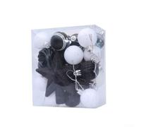 Christmas Ball Ornament Set 31Pcs Including Shatterproof Plastic Balls with Glitter Finish for Holiday and Special Occasion Decoration (Black)