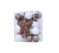 Christmas Ball Ornament Set 31Pcs Including Shatterproof Plastic Balls with Glitter Finish for Holiday and Special Occasion Decoration (Brown)